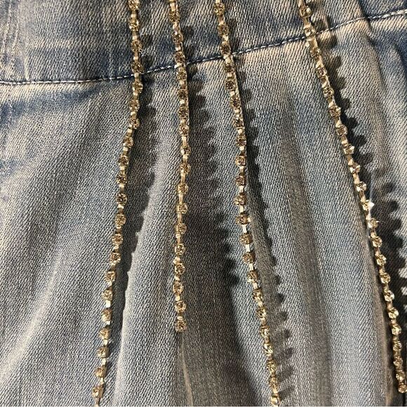 Express rhinestone tapered ankle super high rise baggy jeans size 8 - Picture 10 of 16